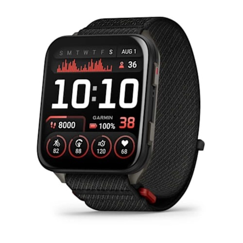 Garmin Venu X1 – Black with Slate Titanium Caseback & Comfort Fit Nylon Band
